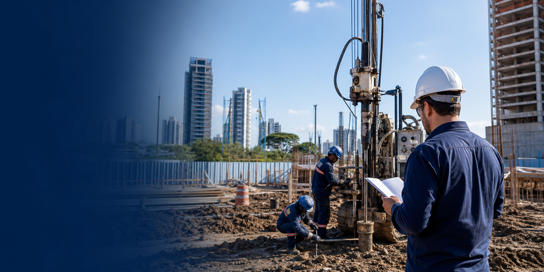 Sondagem SPT profissional Equipe executando sondagem SPT em obra